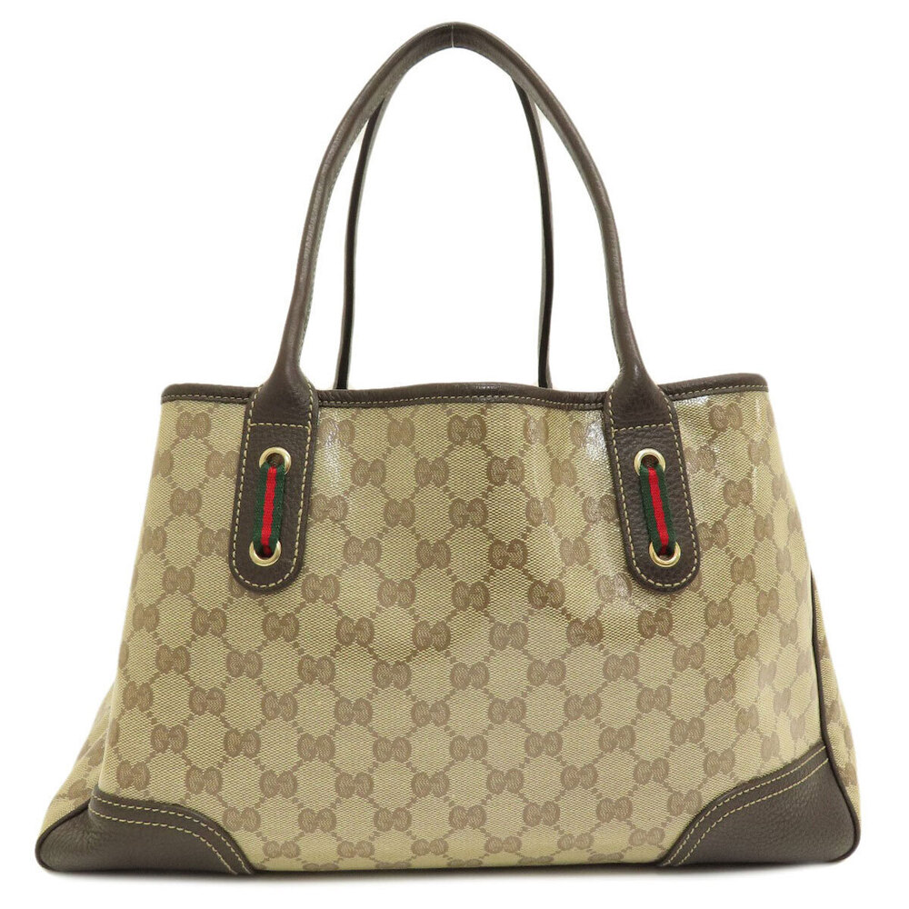 Gucci Leather Crystal Bag Beige Brown Tote GG